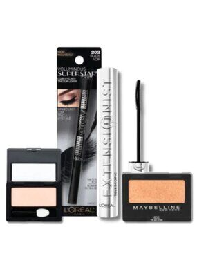L’Oréal Telescopic Mascara + Superstar Eyeliner Maybelline Eyeshadow Makeup Set